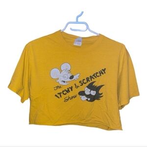 Yellow Itchy & Scratchy Show Crop Top